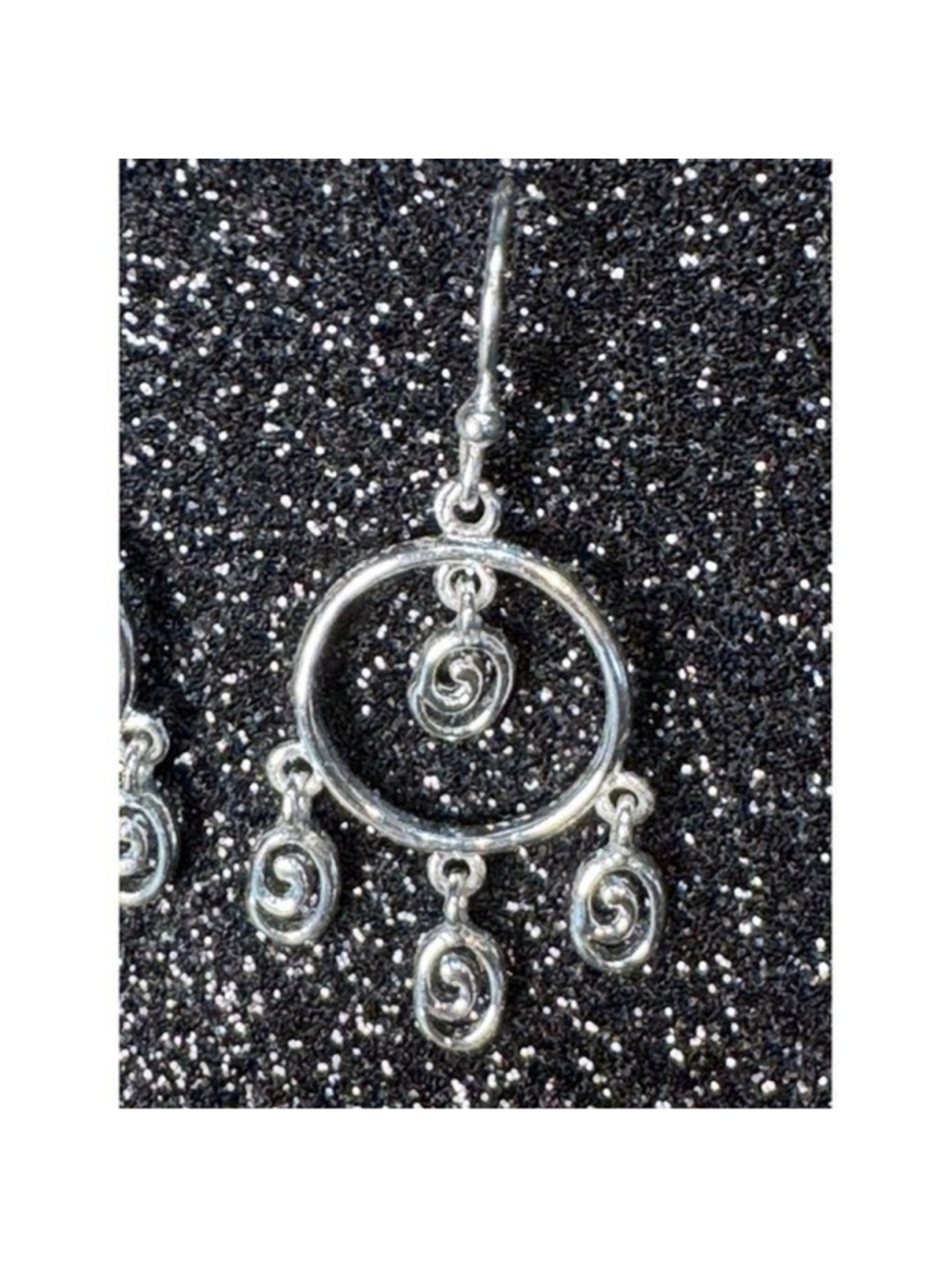 Sterling Silver 925 Spiral Chandelier Dangle Earrings Boho Circle 4g - Picture 5 of 6